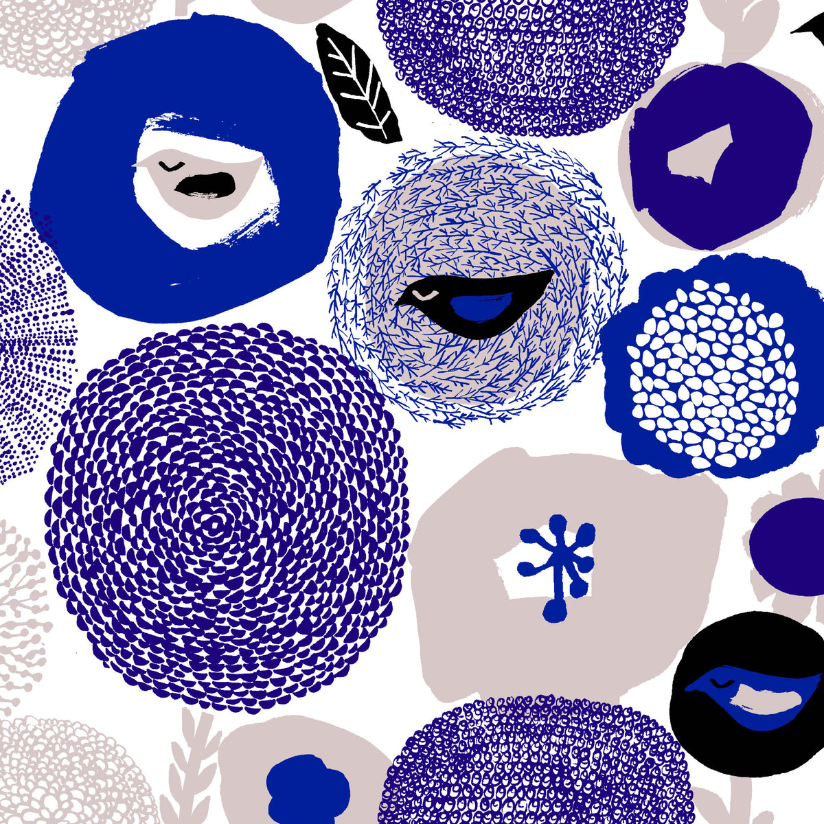 Sunnuntai Blue Cotton Fabric