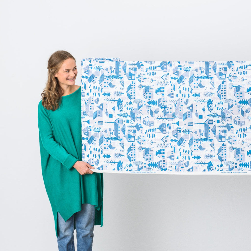 Mökkilä Blue Linen Fabric